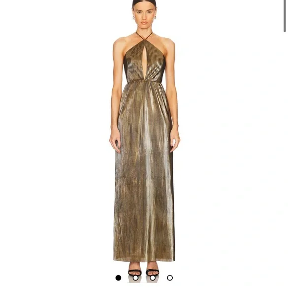 marilyn monroe gold dress happy birthday Yellow Halter Maxi Dress main image 0